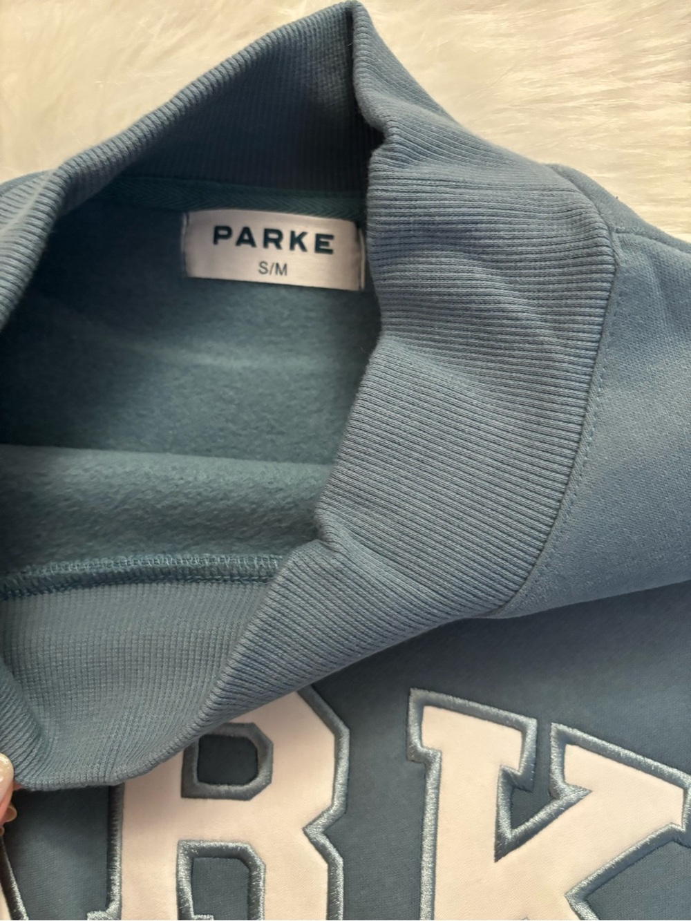 PARKER Glacier Blue Mock neck Sweatshirt S/M NWT - Picture 8 of 9